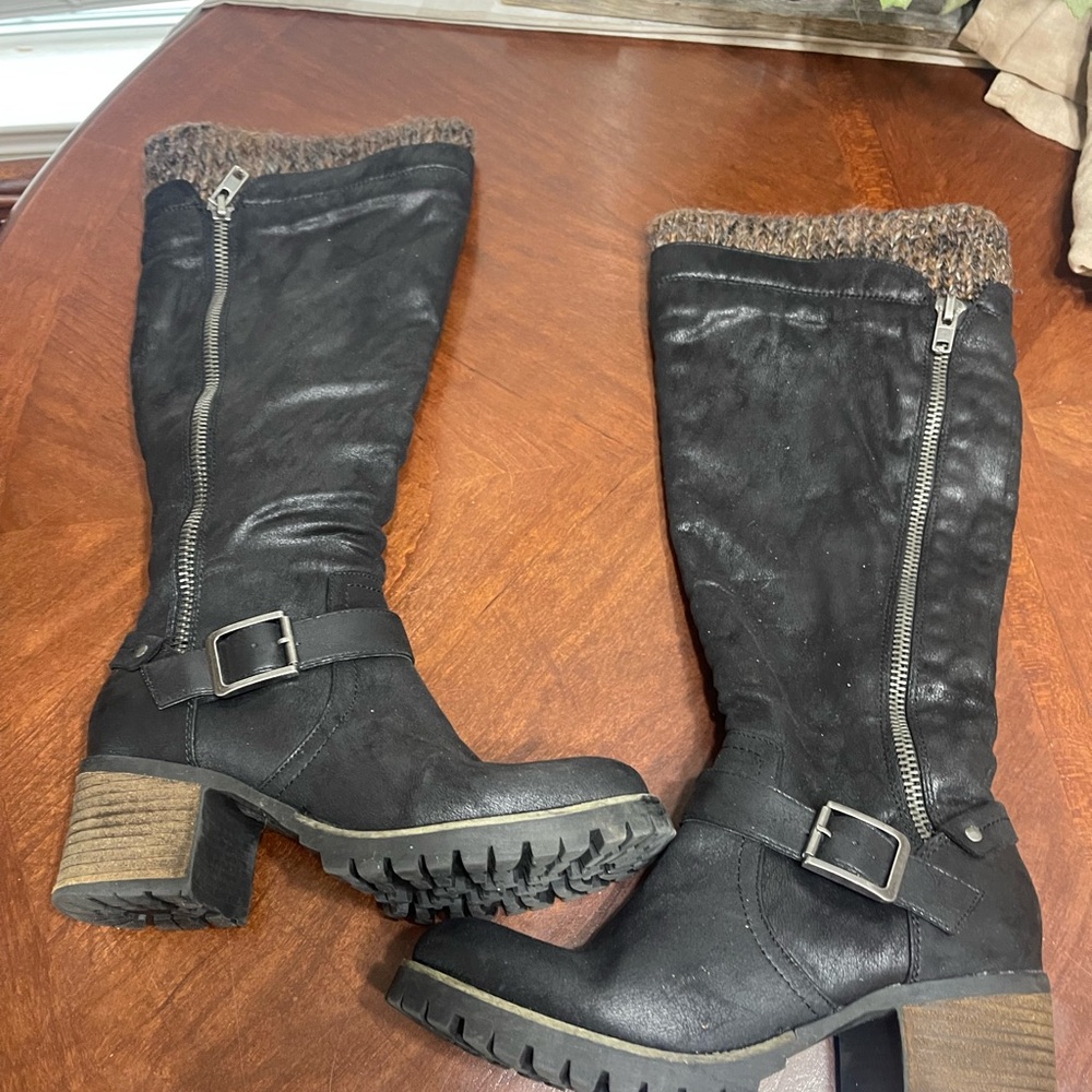Crown Vintage Chelie Knee High
Block Heel Boots Moto vegan - Picture 8 of 11